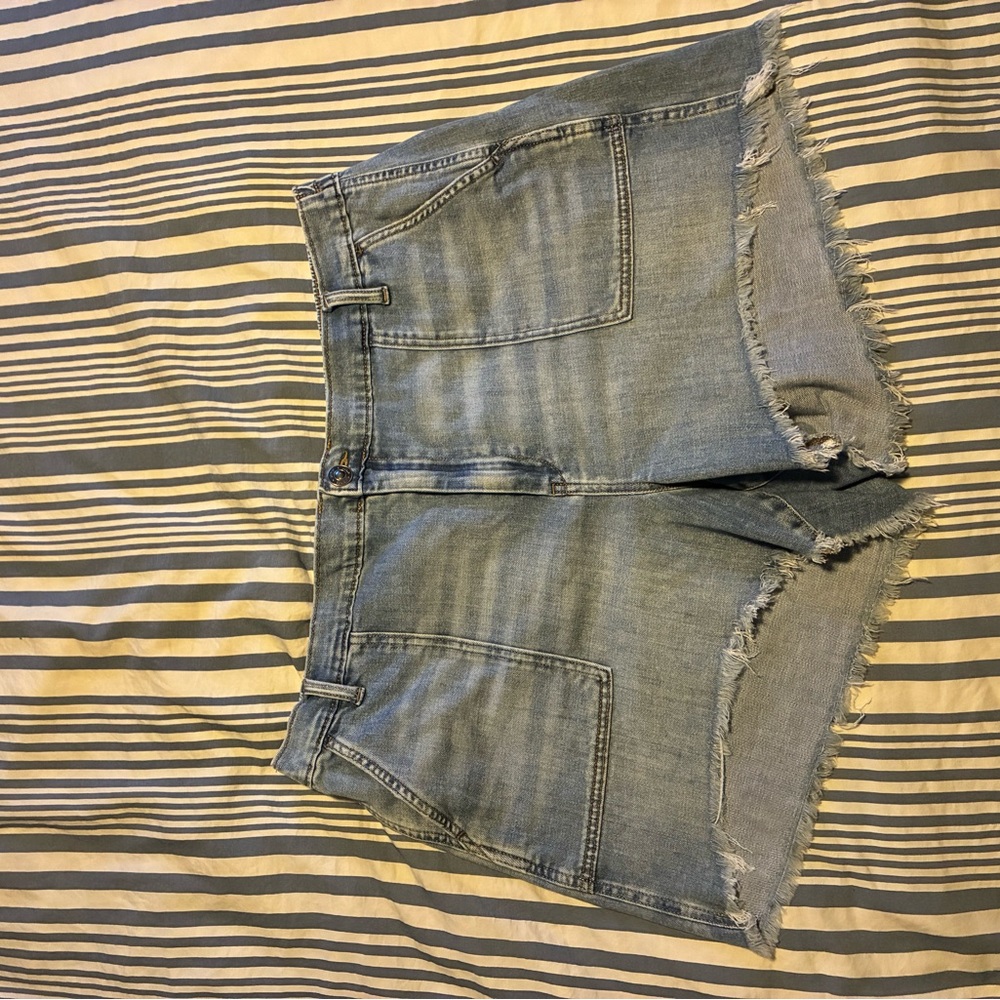 Aerie Light Blue Frayed Jean Shorts